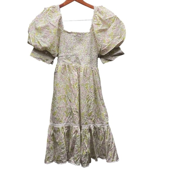 Anthropologie Love The Label Boho Cottagecore Floral Puff Sleeve Mini Dress S - Picture 6 of 13